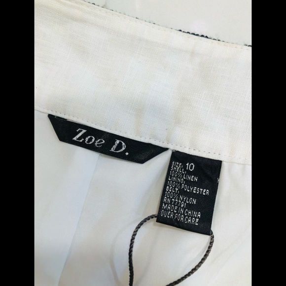 NWT Zoe D white linen pants with belt - Picture 6 of 7